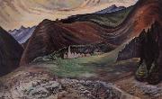 Emily Carr Village in the hills oil painting